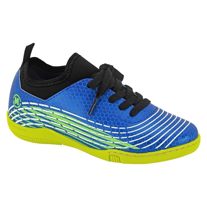 Chuteira Infantil Futsal Molekinho Uberlandia- Azul Fluor/ Amarelo/ Preto