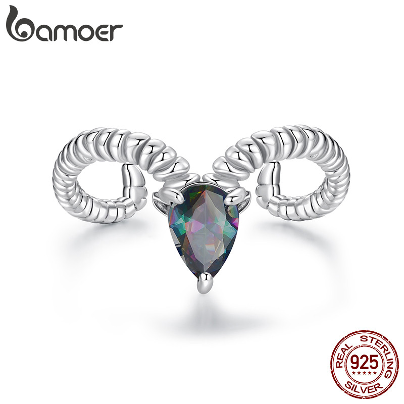 Anel De Prata Esterlina 925 Bamoer Áries Com Design Ajustável Joias Presente Feminino