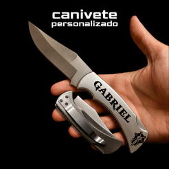 Canivete Personalizado a Laser Com Nome com Trava Aço Inoxidavel