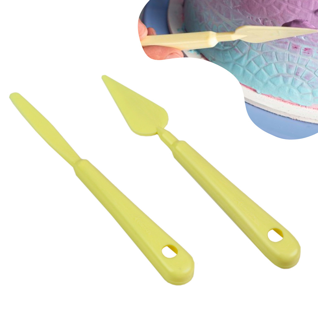 Kit Espátula Artística 2 Peças Confeitaria Blue Star Decorar Bolo Com Stencil Decoração Decorativa
