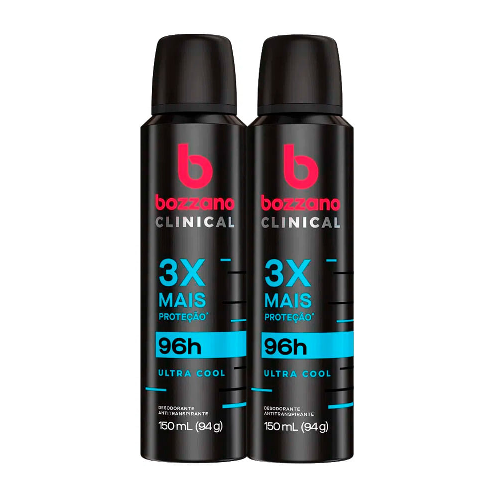Kit 2 Desodorante Bozzano Clinical Ultra Cool Aerossol Antitranspirante 150ml - Beauty