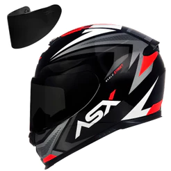CAPACETE ASX EAGLE STREET BRILHO PRETO/GRAFITE/BRANCO COM VISEIRA FUMÊ