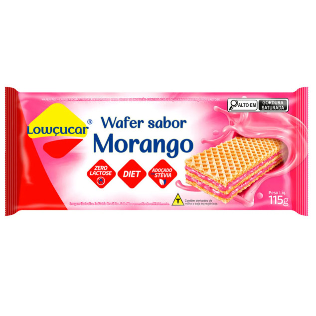 Biscoito Wafer Zero Açúcar Morango Lowçucar 115g