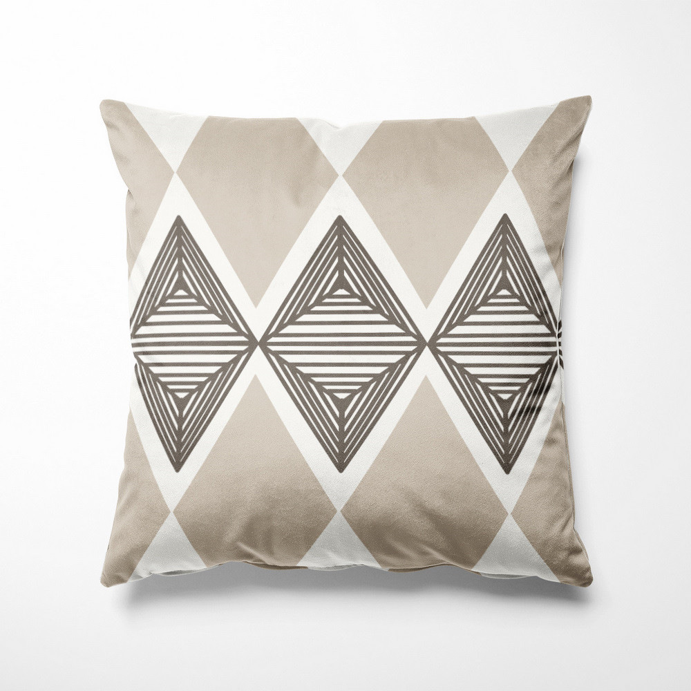 Almofada Off White Veludo Estampado 40x40cm Oásis Ráfia/Tabaco