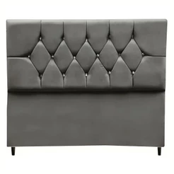 Cabeceira Estofada Cama Box Solteirão 100 Cm Suede Nina Cor:cinza