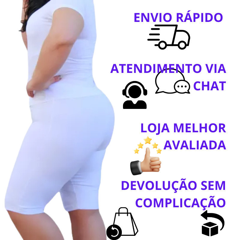 KIT 2X Bermuda Legging PLUS SIZE Branca Cós Alto,Ciclista, Elástica, Academia, Fitness, Shorts, Pilates, Yoga, ou Casual em Oferta na Shopee