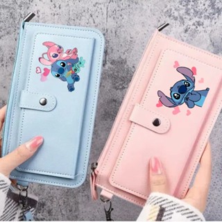 Carteira Stitch Feminina Longa Multifuncional Cartão De Armazenamento Multi Bolsa De Viagem em Oferta na Shopee