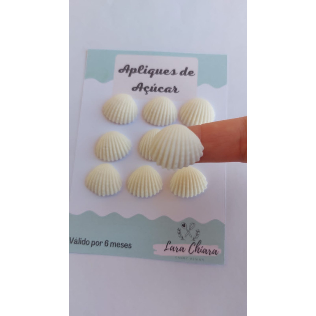 Apliques de açúcar / confeitos de açúcar concha 1 branca
