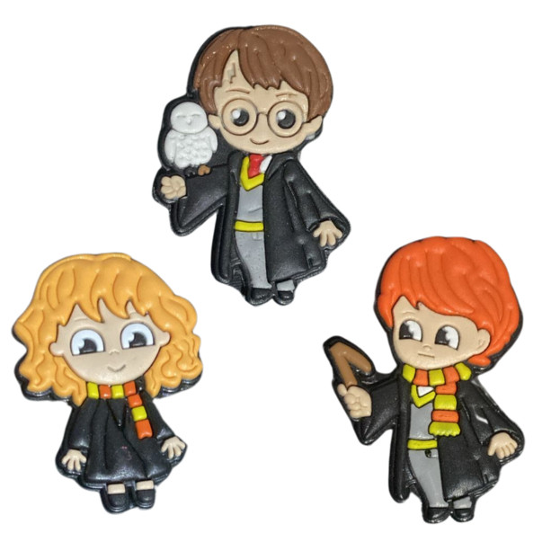 03 Pins/Bottons Emborrachados Para Babuche - Harry Potter