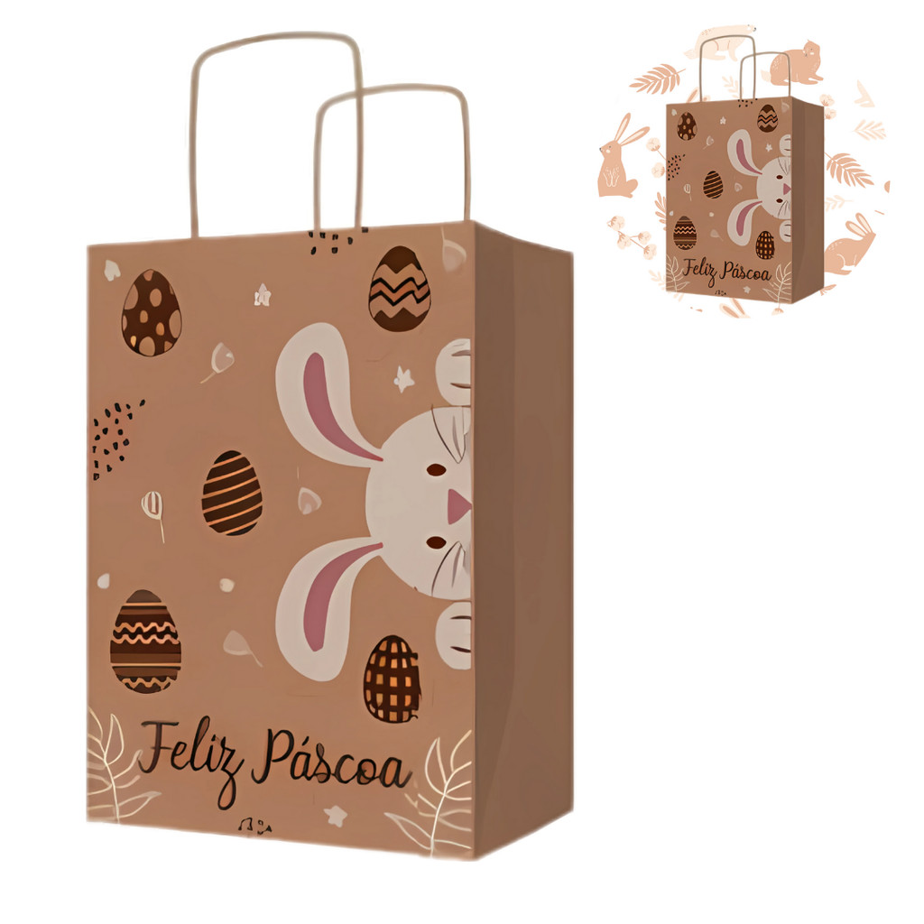 40 SACOLA ECO PP FELIZ PÁSCOA IDEIA PASCOA OUTLET em Oferta na Shopee