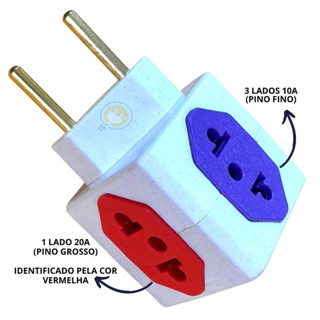 Adaptador de tomadas Cubo 4 Tomada MULTICOLORIDO Bejamin em Oferta na Shopee