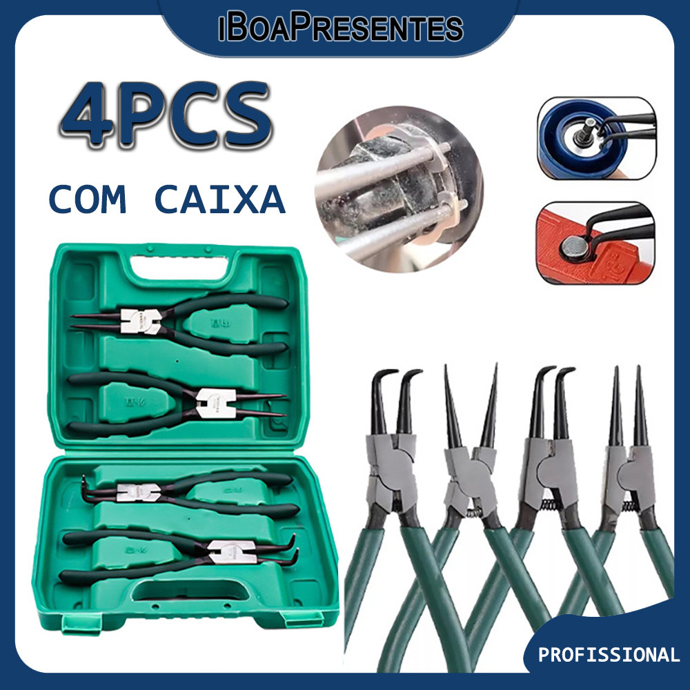 Kit Jogo 4 Alicate Para Anel Extrator De Anel Interno E Externo Bico Curvo E Reto Pronta Entrega em Oferta na Shopee