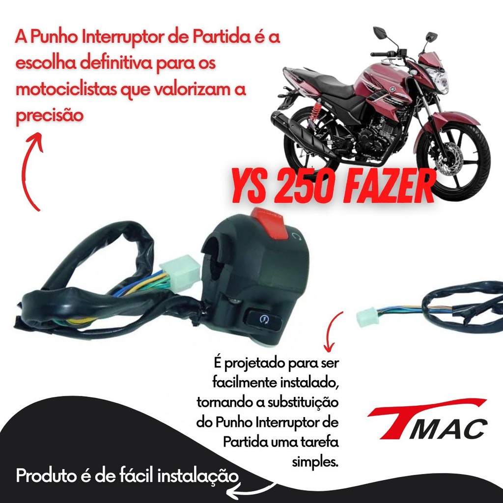Punho Interruptor Partida Fazer 250 2011 2012 2013 2014 2015 2016 — imagem 2 de 2