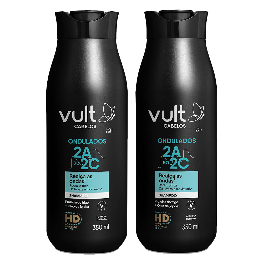 Kit 2 Shampoo Cabelos Ondulados Cacheados 2A 2B 2C Hidratação Vult 350ml