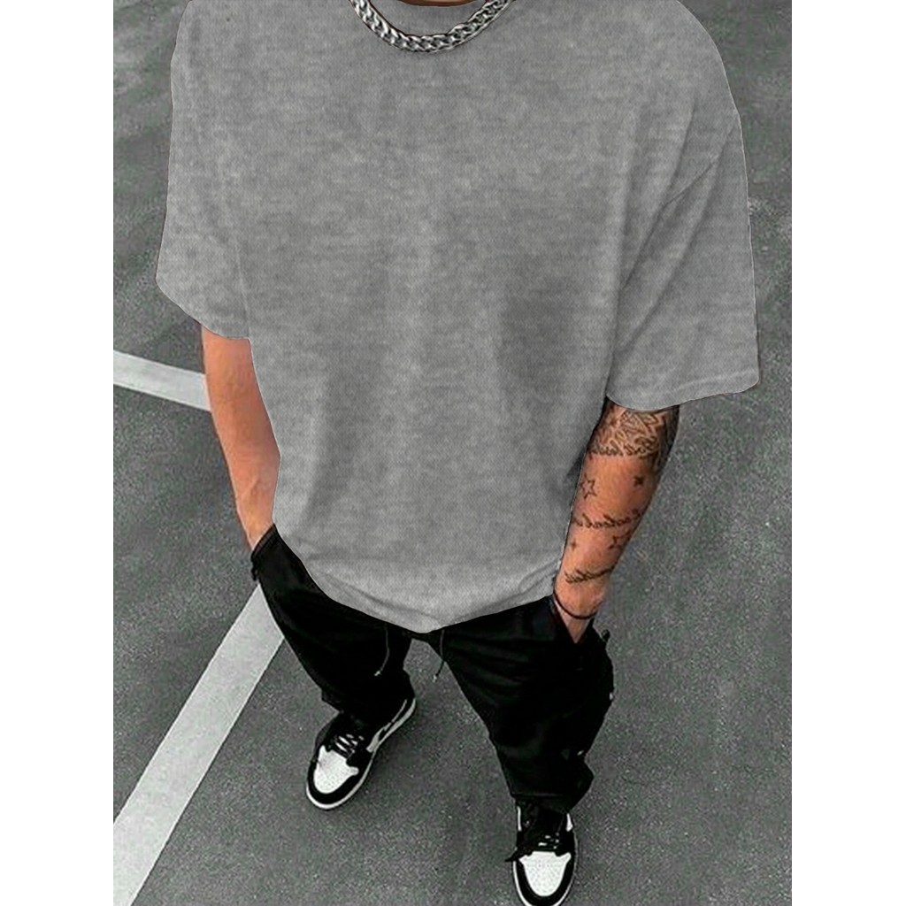 Camiseta Cinza Academia Larga Confortável Blusa Oversized Longa Esportiva Lisa Frente Costa Unissex 