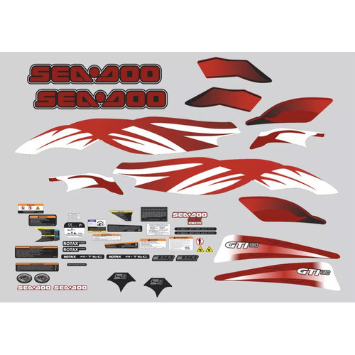 Kit Adesivos Jet Ski Sea Doo Gti 2008 Vermelho Casco Preto