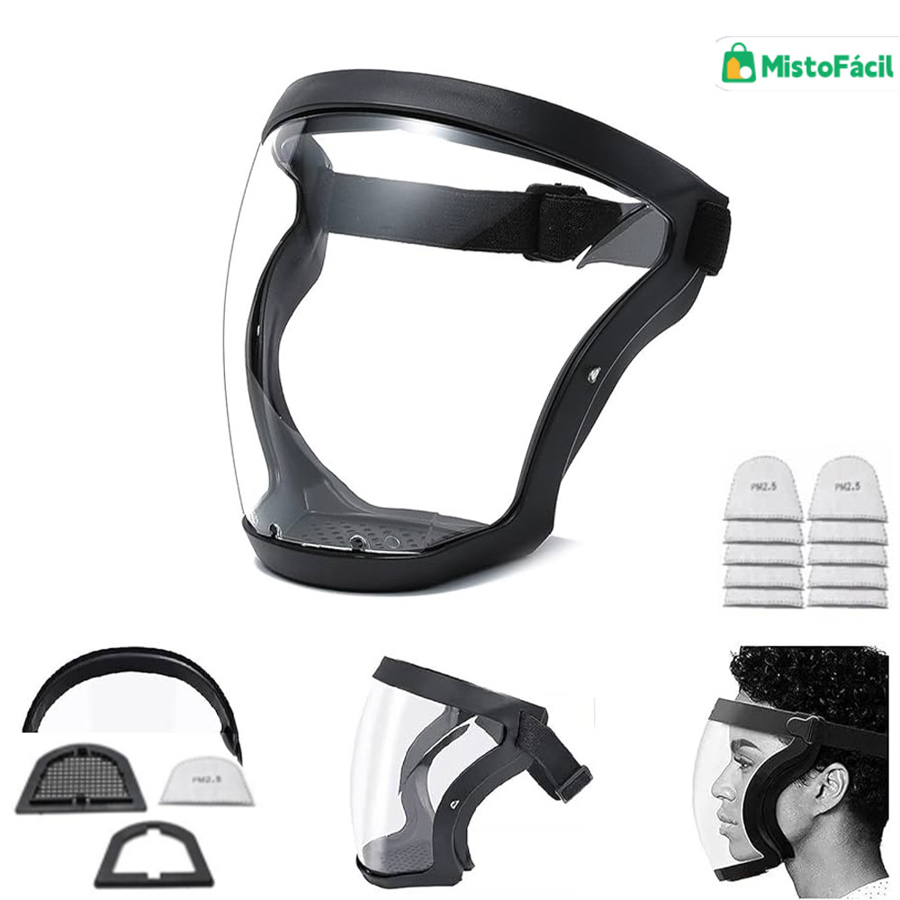 Protetor Facial para Construção: Transparente, Impermeável com Filtro PM2.5 em Oferta na Shopee
