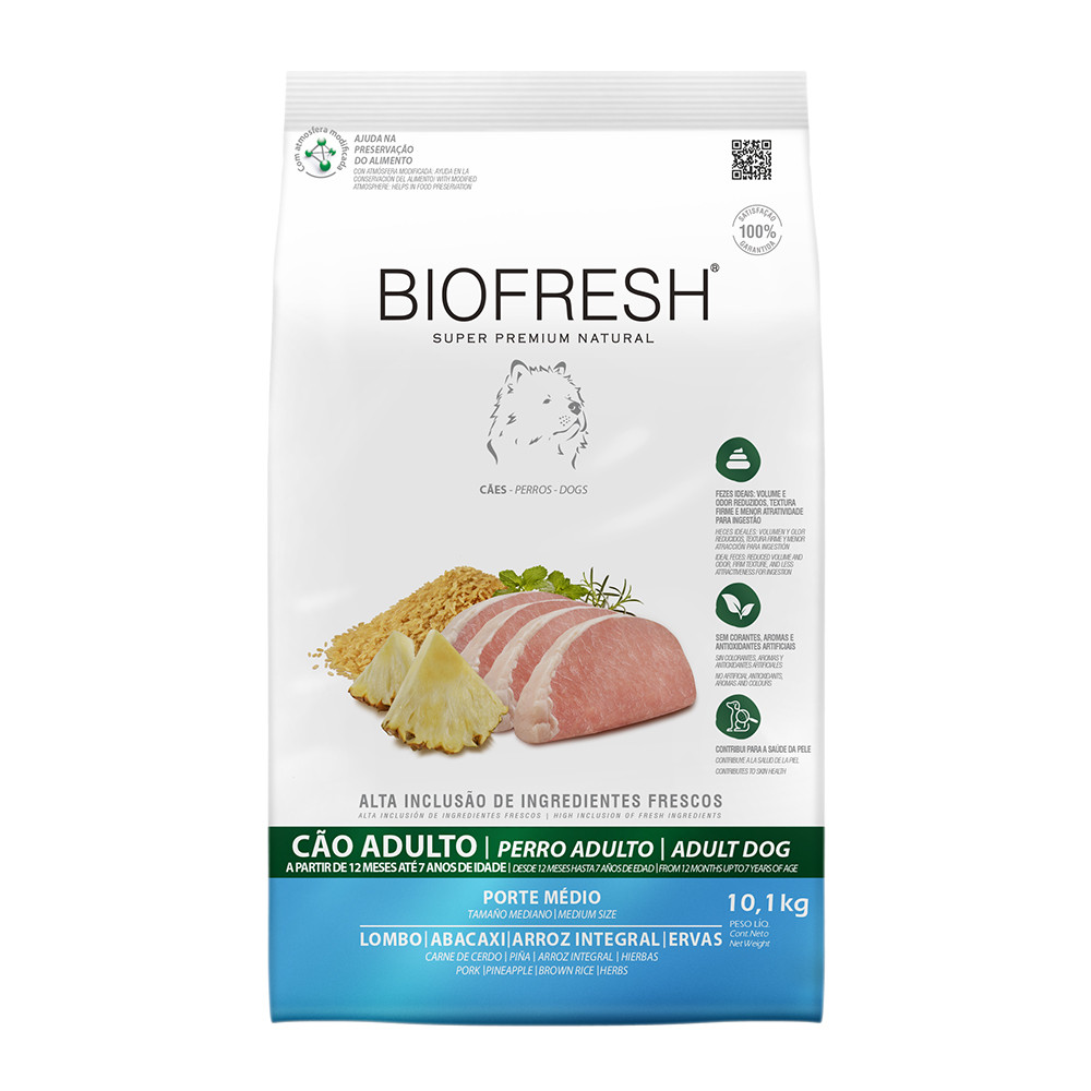 Ração Biofresh Cães Adultos Raças Médias Lombo e Abacaxi 10,1 kg em Oferta na Shopee
