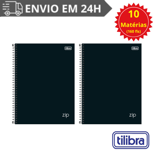 KIT 2 Caderno 10 Matérias Universitário Zip Preto 160 Folhas Tilibra Qualidade Capa Dura Espiral em Oferta na Shopee