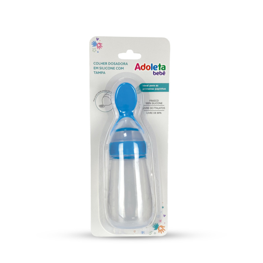 COLHER DOSADORA EM SILICONE COM TAMPA AZUL CAJOVIL