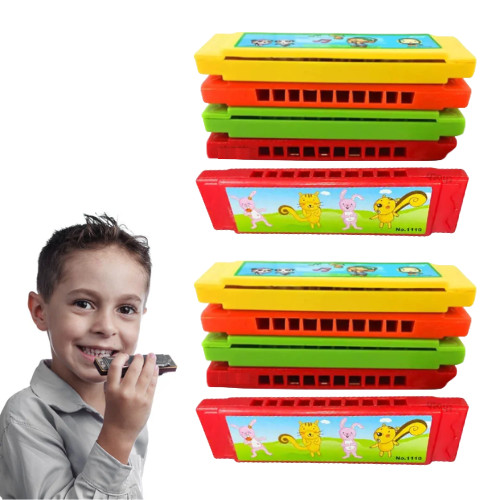Kit 5 Gaita Infantil Iniciantes Brinquedo Sopro Educacional Prenda Desenho Boca Instrumento Musical