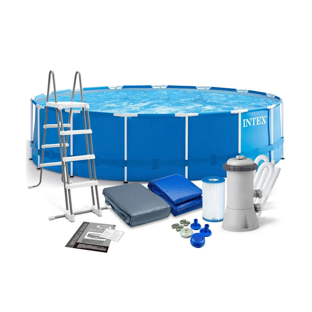 Piscina Estrutural 16.805 Litros Intex Completa Com Bomba Filtrante, Escada e Capa