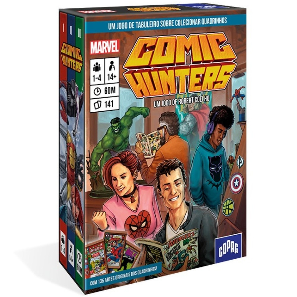 JOGO DE TABULEIRO MARVEL COMIC HUNTERS COPAG QUADRINHO COLECIONÁVEL SUPER HERÓIS HQS REVISTA COLEÇÃO em Oferta na Shopee