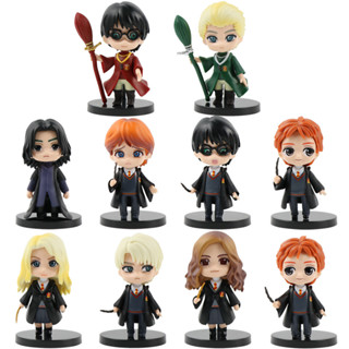 10pcs Vassoura Voadora Harry Potter Figura Hermione Ron Dolls Snape Ornament Gashapon Toy