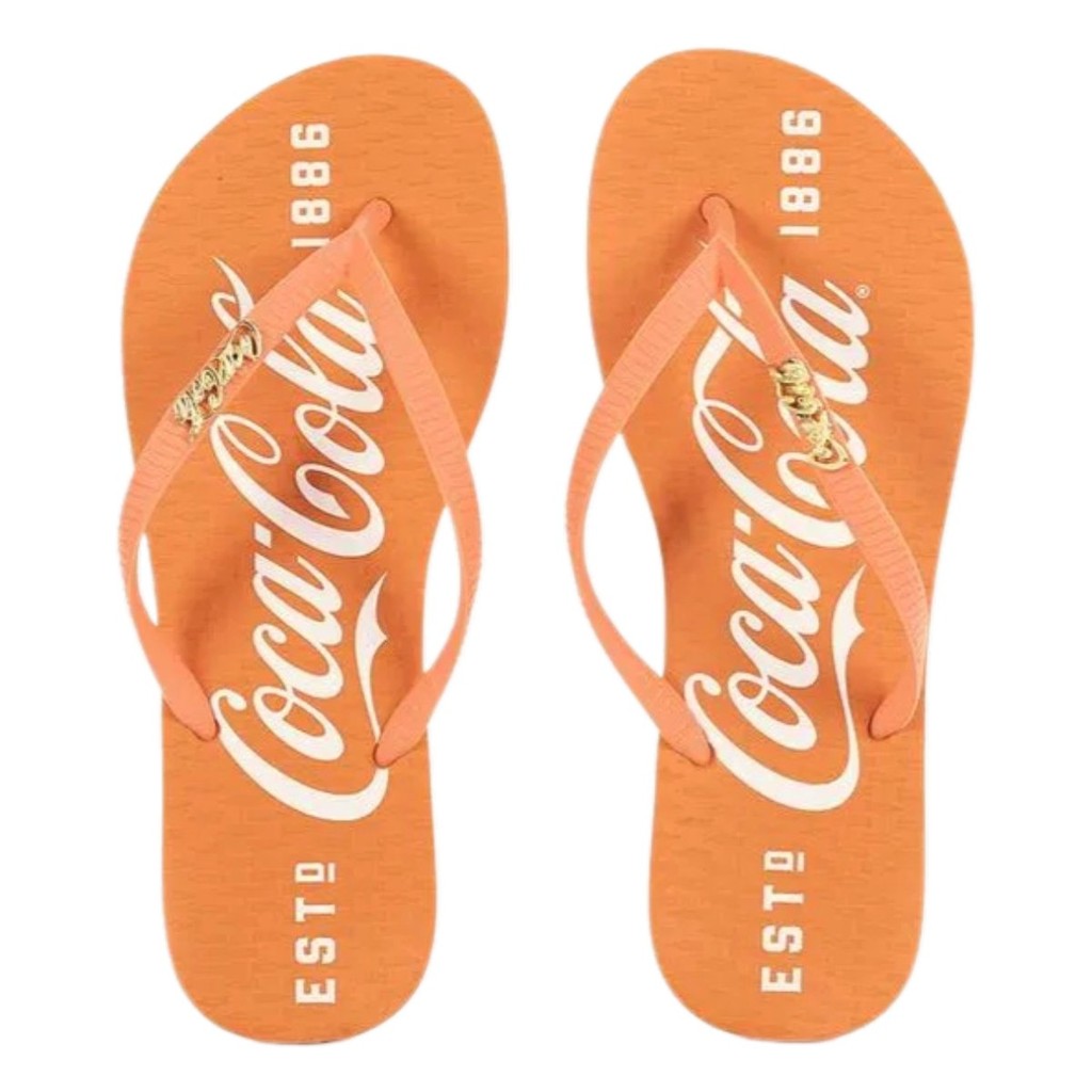 Chinelo Coca-Cola 1886 Feminino Casual Laranja Confortável EVA Leve Original em Oferta na Shopee