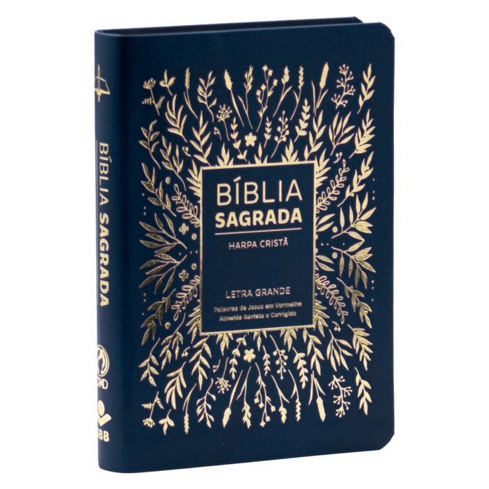 Bíblia Sagrada com Harpa Cristã | ARC | Letra Grande | Capa Luxo Floral Azul em Oferta na Shopee