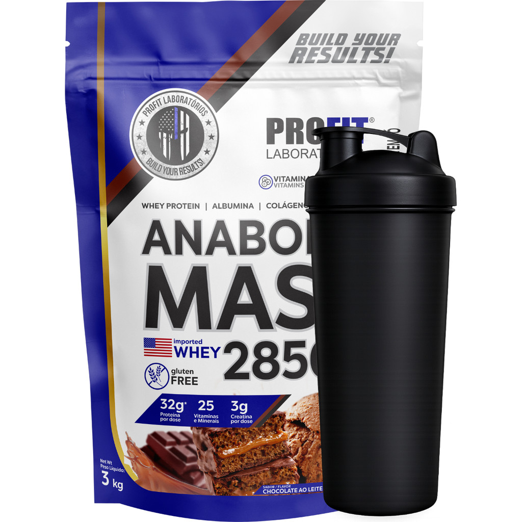 Kit Hipercalóricos Anabolic Mass 3kg  + Coqueteleira 700ml