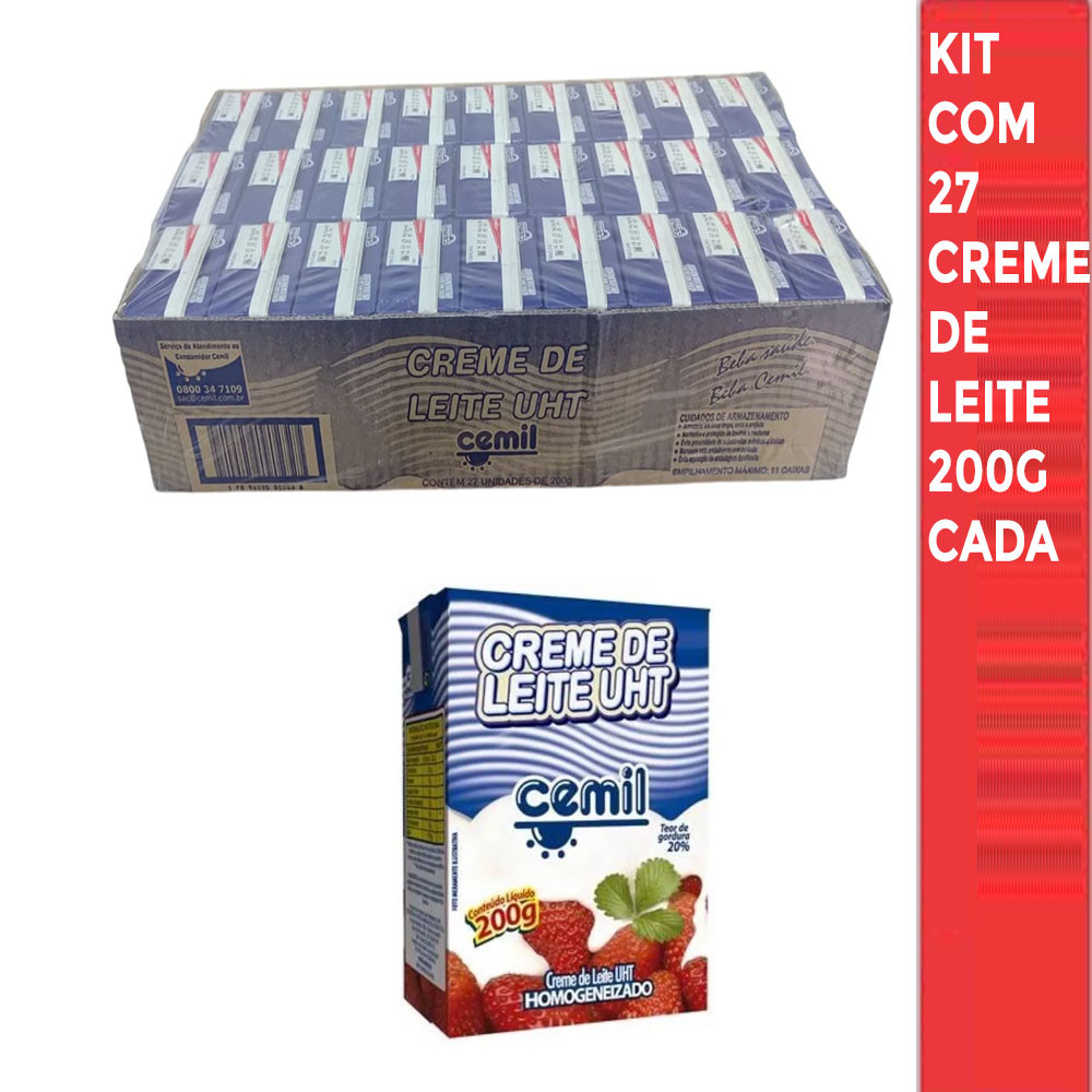 Kit Com 27 Creme De Leite 20% Teor De Gordura 200g Cemil em Oferta na Shopee