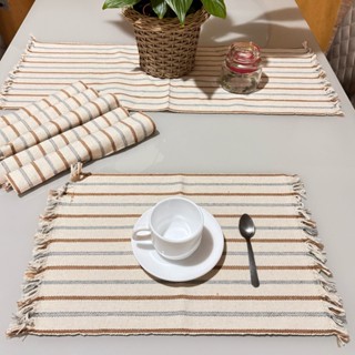 Jogo Americano Tecido Tear 7 Peças  Retangular mesa posta em Oferta na Shopee