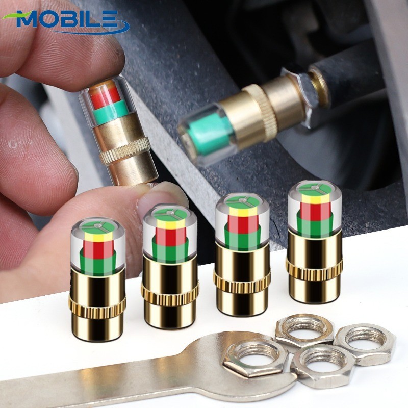 [Destaque] Indicador De Pressão De Pneu De Carro-Acessório Universal Para Roda De Motocicleta-Tampas De Válvula De Núcle em Oferta na Shopee