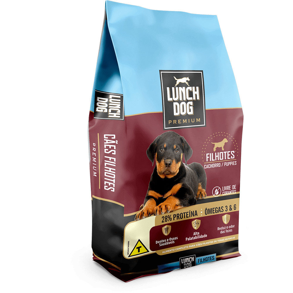Ração Lunch Dog Premium para Cães Filhotes Natural 28% Proteínas 20kg em Oferta na Shopee