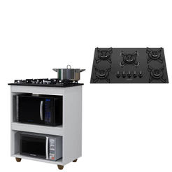 Kit BalcÃO Cooktop Turim Com FogÃO Cooktop 5 Bocas Itatiaia