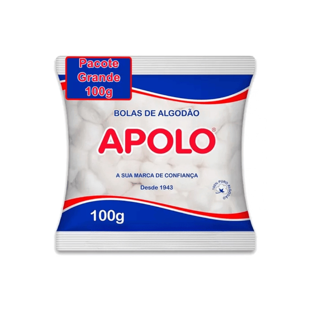 Bolas de Algodão Apolo 100g Algodao 100% Puro Limpeza Facial