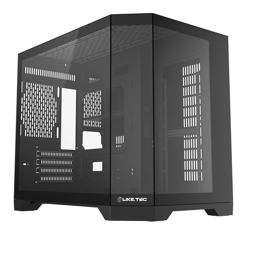 Gabinete Gamer LikeTec Ilusion Dark Vidro Temperado Mid Tower  Sem Fan