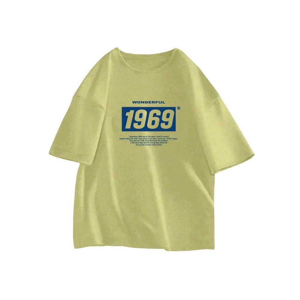 Camiseta 1969 Estampado Streetwear Tumblr Larga Unissex Confortável Colorido Longline Aesthetic