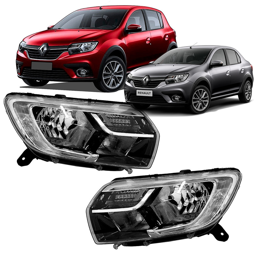 Farol Logan Sandero 2020 2021 2022 2023 2024 Com Led