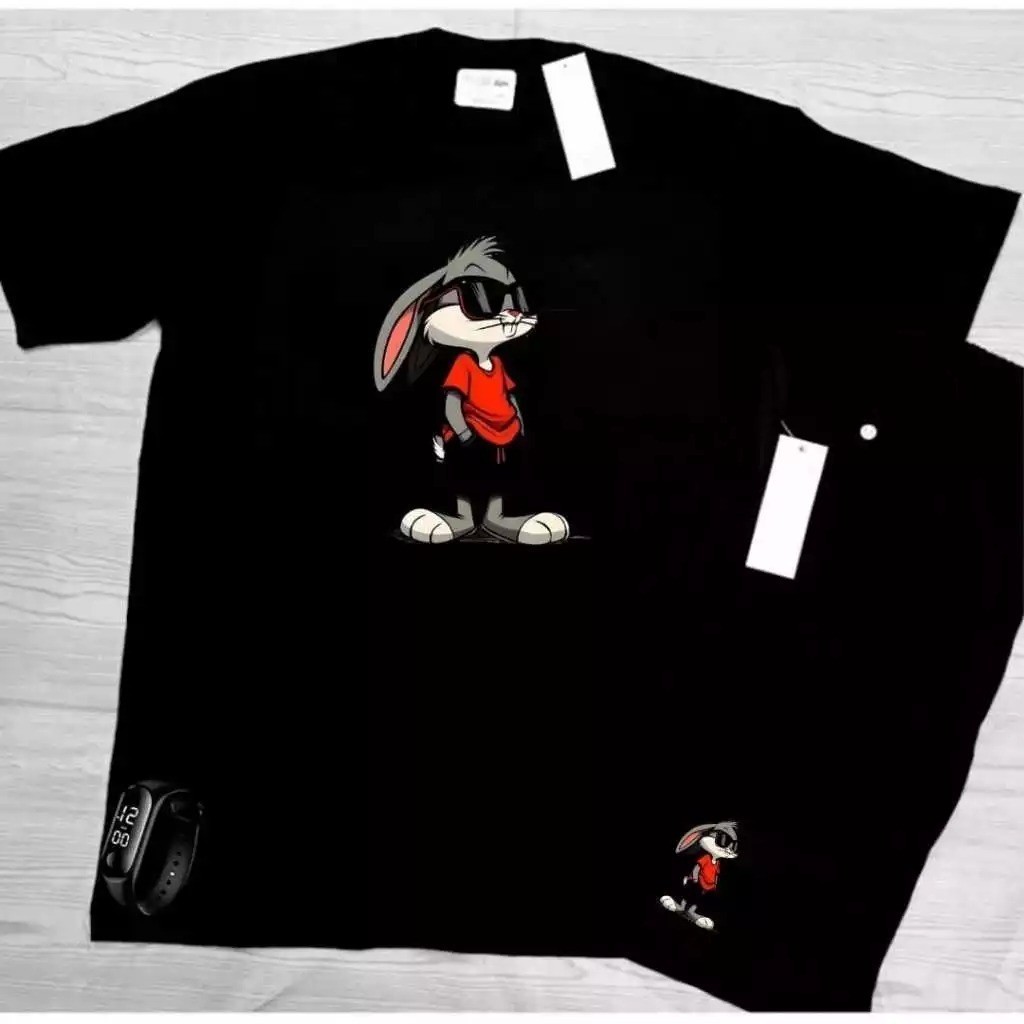Conjunto Kit camiseta 100% algodão 30,1 bermuda leve para caminhada e academia COELHO ESTILOSO + RELOGIO DIGITAL 2025