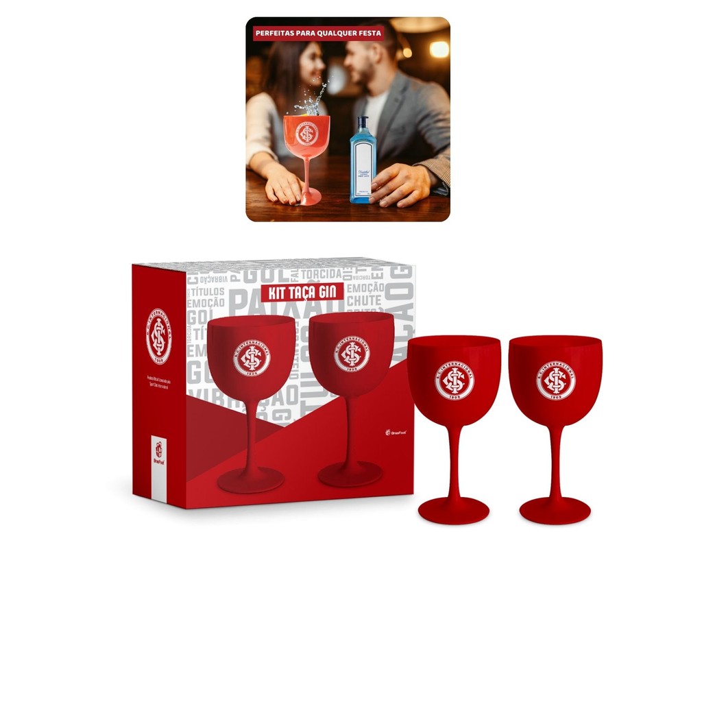 Kit 2 Taça Vermelha Gin Coquetel 580m Plástico Internacional