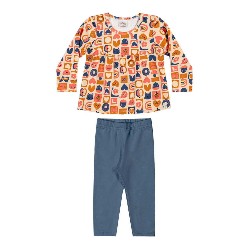 Conjunto Longo Bebê Menina Molecotton Elian Bege - Baby & Kids Fashion