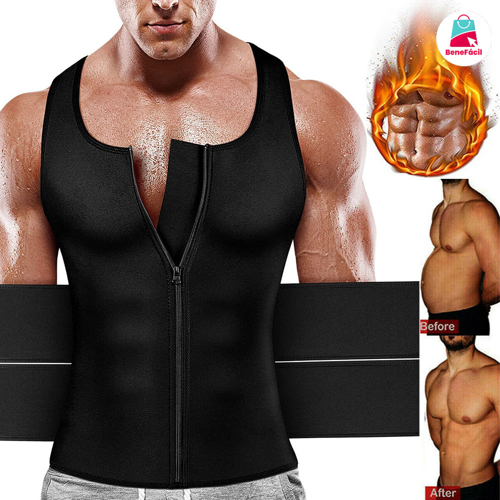Colete Modelador Power Masculino: Cinta Abdominal Redutora de Cintura, com Efeito Sauna para Secar a Barriga