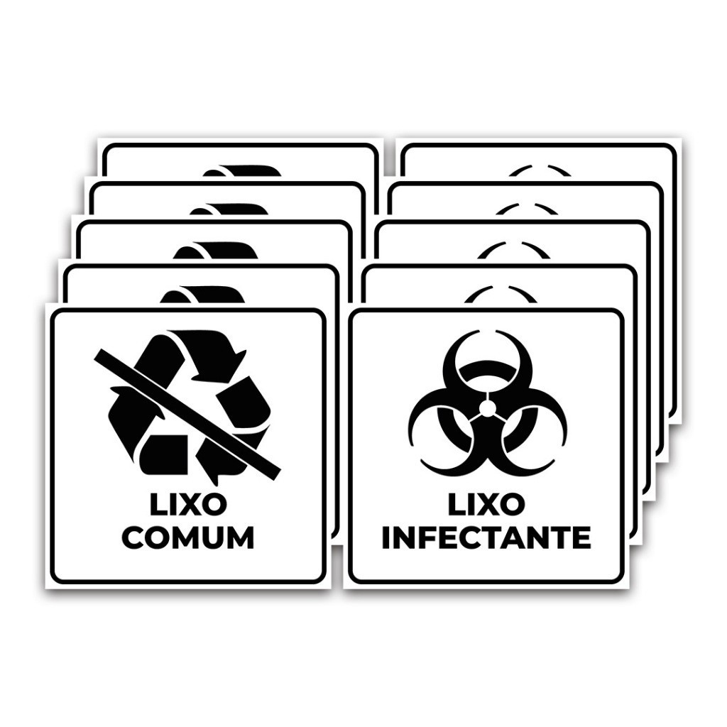 Adesivo Lixo Comum E Lixo Infectante Kit 10 Unidades 10x10cm em Oferta na Shopee