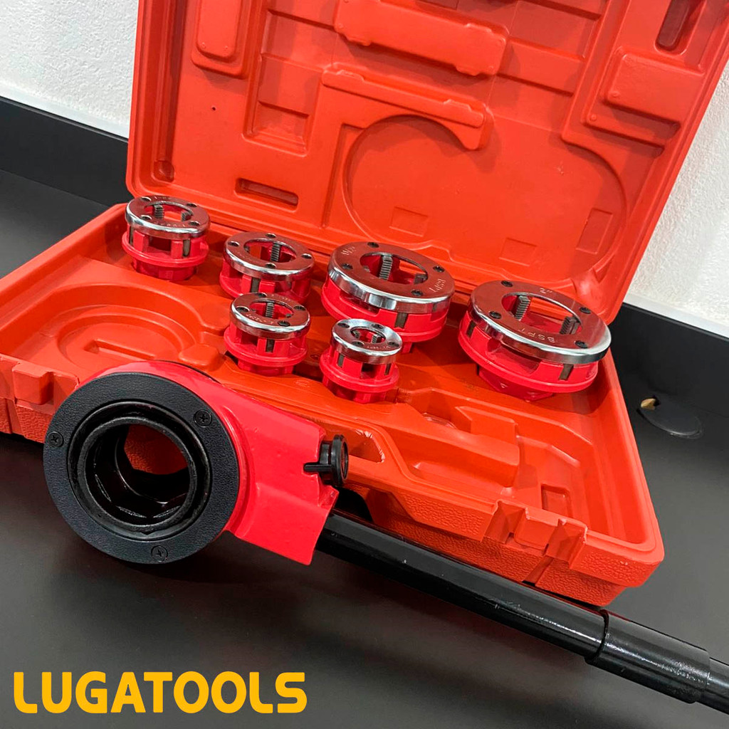 Kit Jogo Tarraxa Cossinete Manual Bstp 1/2 A 2 Polegadas Rosqueadeira Para Cano Tubos Metálicos Ferro Aço