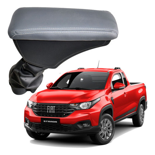 Apoio de Braço Encosto Suporte Descanço Porta Trecos Objetos Console Central Fiat Nova Strada Freedom Volcano 2023 Cinza