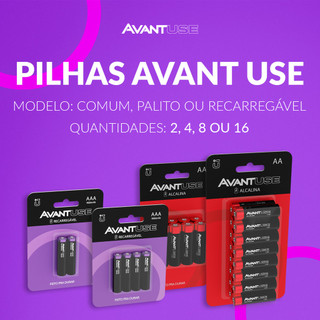 Kit 4, 8 ou 16 Pilhas Recarregável ou Alcalina AA Comum ou AAA Palito 1.5V Avant Use em Oferta na Shopee