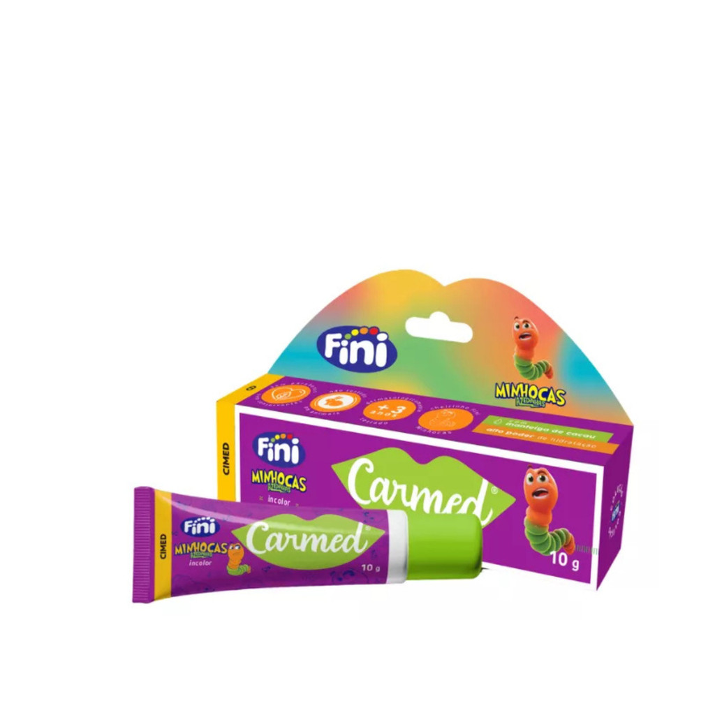Carmed Fini Minhocas 10g – Gloss Labial com Brilho, Hidratação e Cheirinho Fini