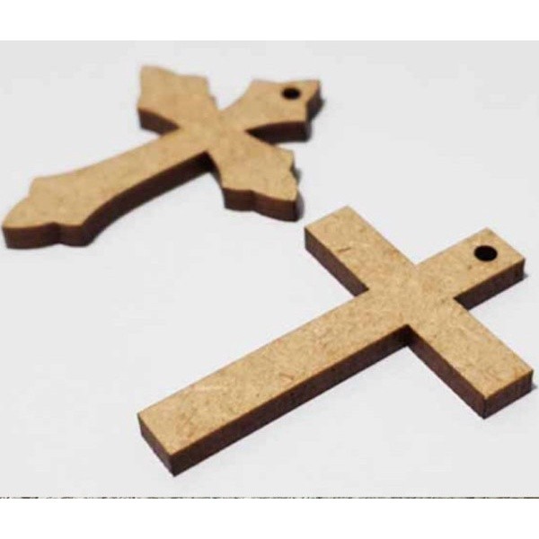 100 Lembrancinha Crucifixo em Mdf Aplique Cruz 3mm Pingente Novo em Oferta na Shopee